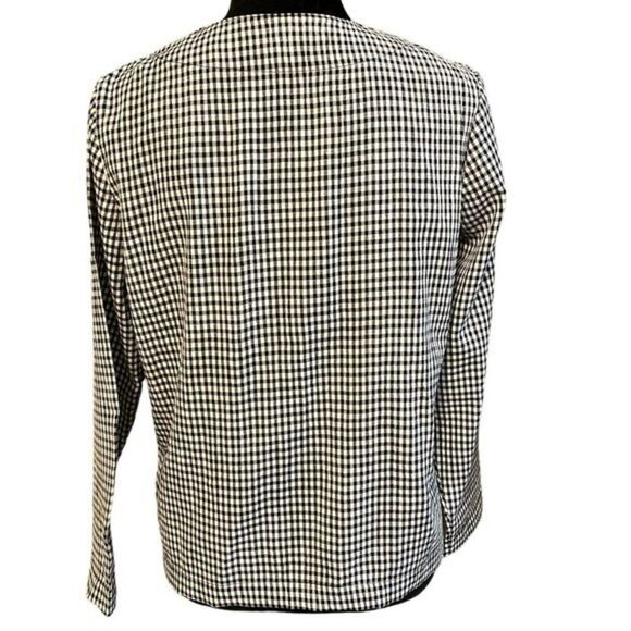 Norm Thompson Womens Blazer Black White Check Button Up Long Sleeve Sz XS - Picture 3 of 16